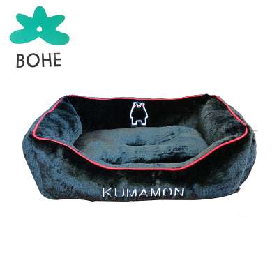 LUVP+K-KUMAMON Factory Washable Wholesale Luxury Soft Black Dog Pet Bed  Square  Bed Cat Bed S