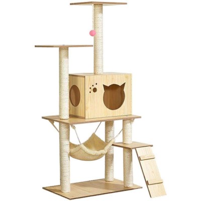 customized indoor and outdoor modern wooden cat tree tower house bed ,cat climber climbing tree tower , cat tree toy