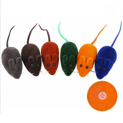 Hot Selling Cute Colorful Vinyl Flocking Mouse Funny Squeak Chew Sound Lively Mouse Cat Toy for Cat Playing