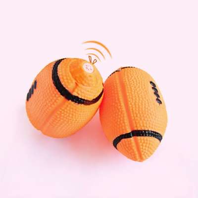 Wholesale Natural Durable Enamel Vocal Interactive Pet Chew Squeaky Rugby Dog Ball Toys Dog Training Ball Toy