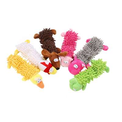 Funny Pet Dog Sound Mop Plush Animal Shaped Toys Squeaking Stuffed Plush Toys Interactive Playing Chew Toys