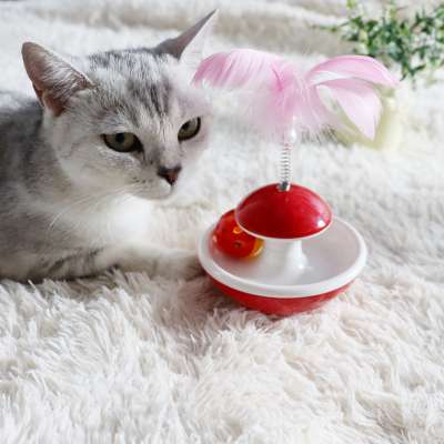 Pet Products Cat Teasing Toy Elastic Spring Cat Training Toy Feather Bell Tumbler Tease Cat Interactive Toys Pet Toy Ball